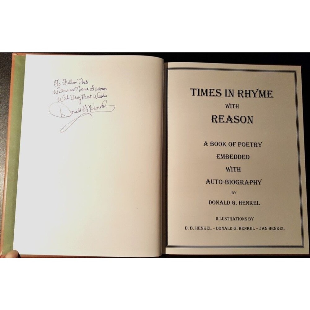 SIGNED Donald Henkel Times in Rhyme with Reason 2011 Leather PoetryStories Book